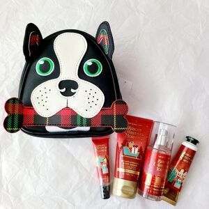 🎄🛁🐕NWT‼️Bath & Body Works "Bright Christmas Morning" 4-pc Set w/ Boston Dog
